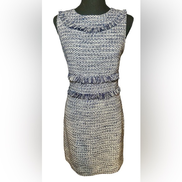 Sail to Sable navy and cream tweed dress size 6 - Picture 1 of 5